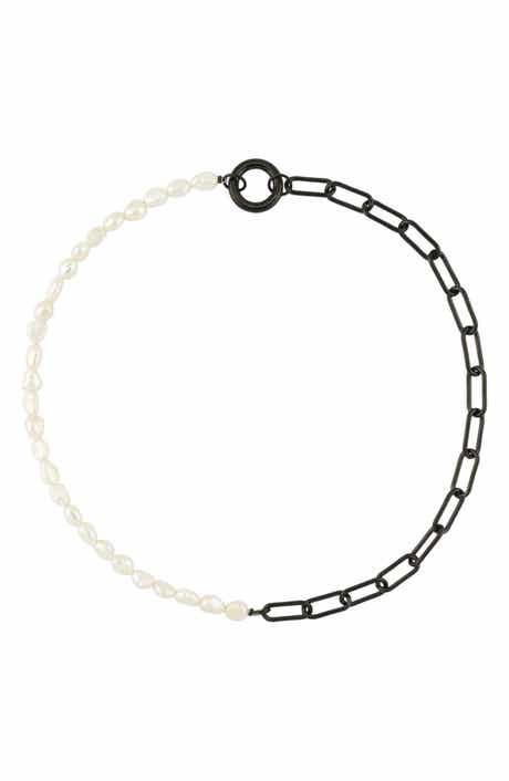 REBL Half Chain & Cultured Pearl Necklace