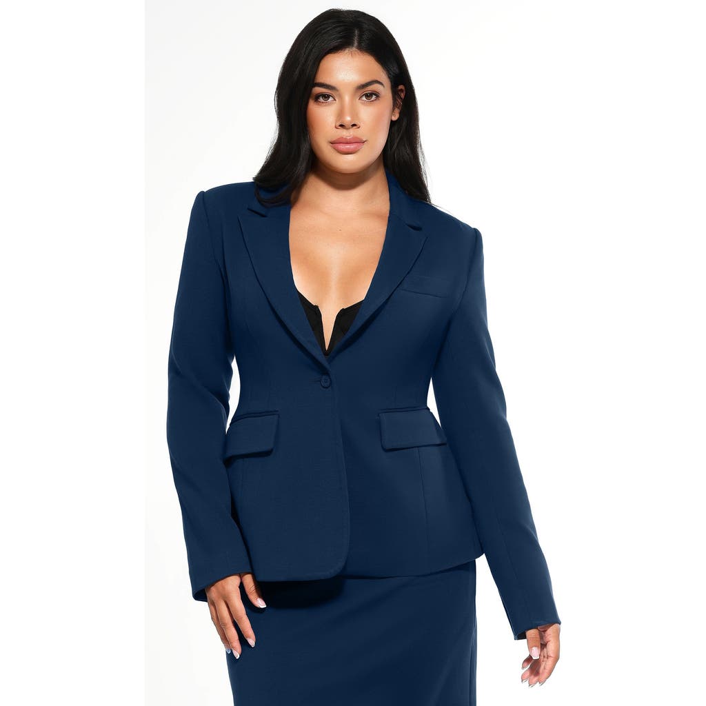 Popilush Shape-sculpting Fitted Jacket In Blue