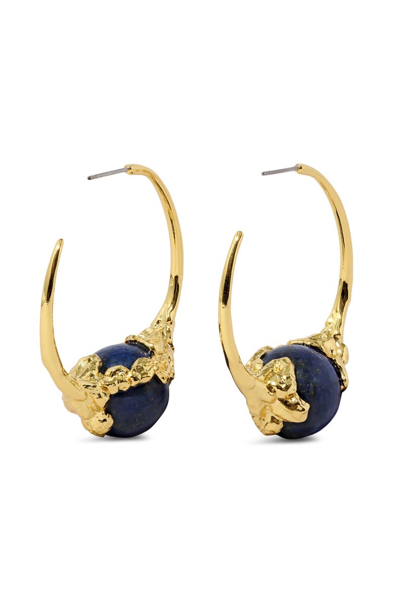 Alexis Bittar Brut Lapis Hoop Earrings, Alternate, color, Lapis Stones