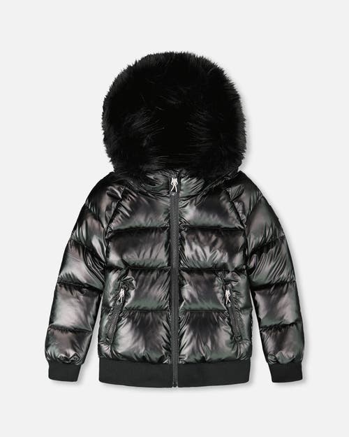 Deux Par Deux Quilted Bomber-style Winter Coat In Black