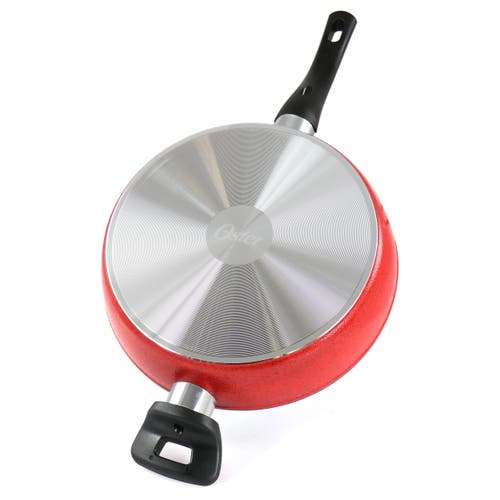 Oster Claybon 3.8 Quart Nonstick Saute Pan With Lid In Speckled Red In Red