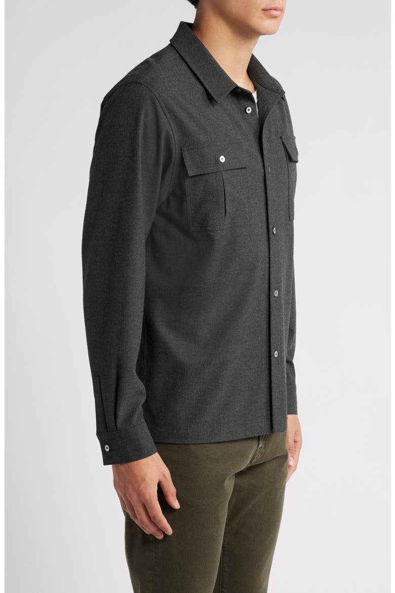 Classic Stretch Flannel Button-Up Shirt, Alternate, color, GREY MELANGE