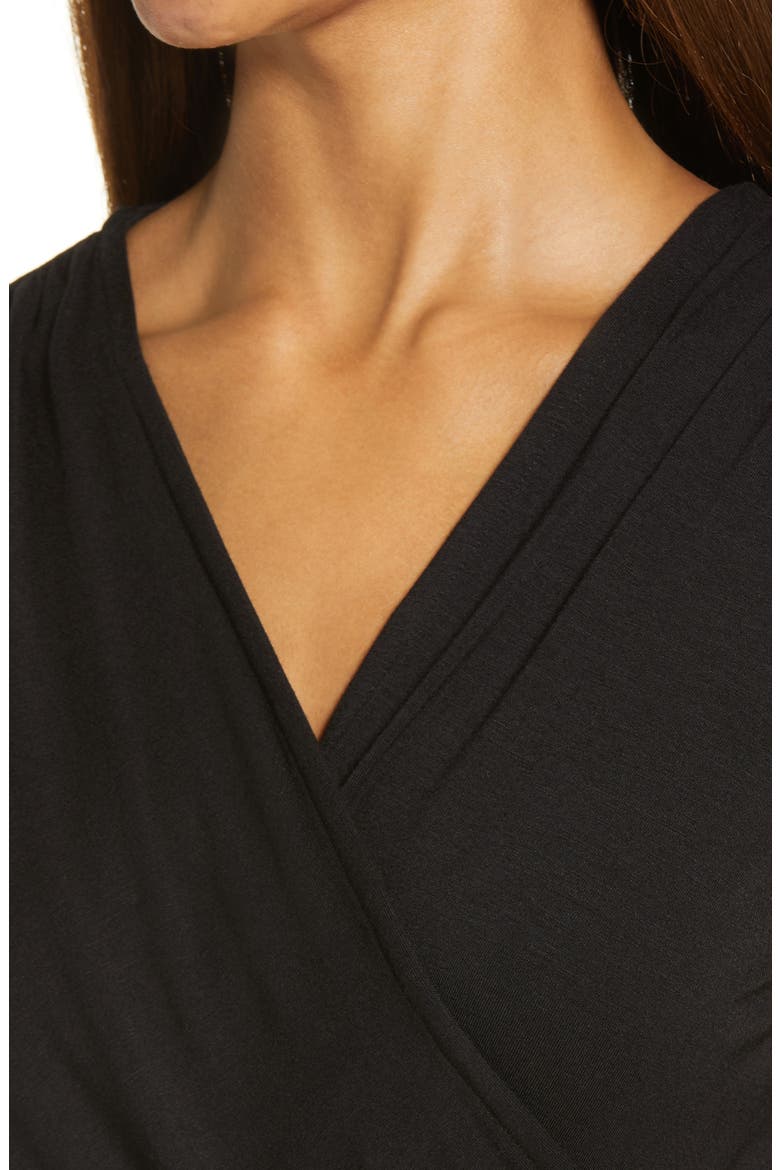 Faux Wrap Top, Alternate, color, BLACK