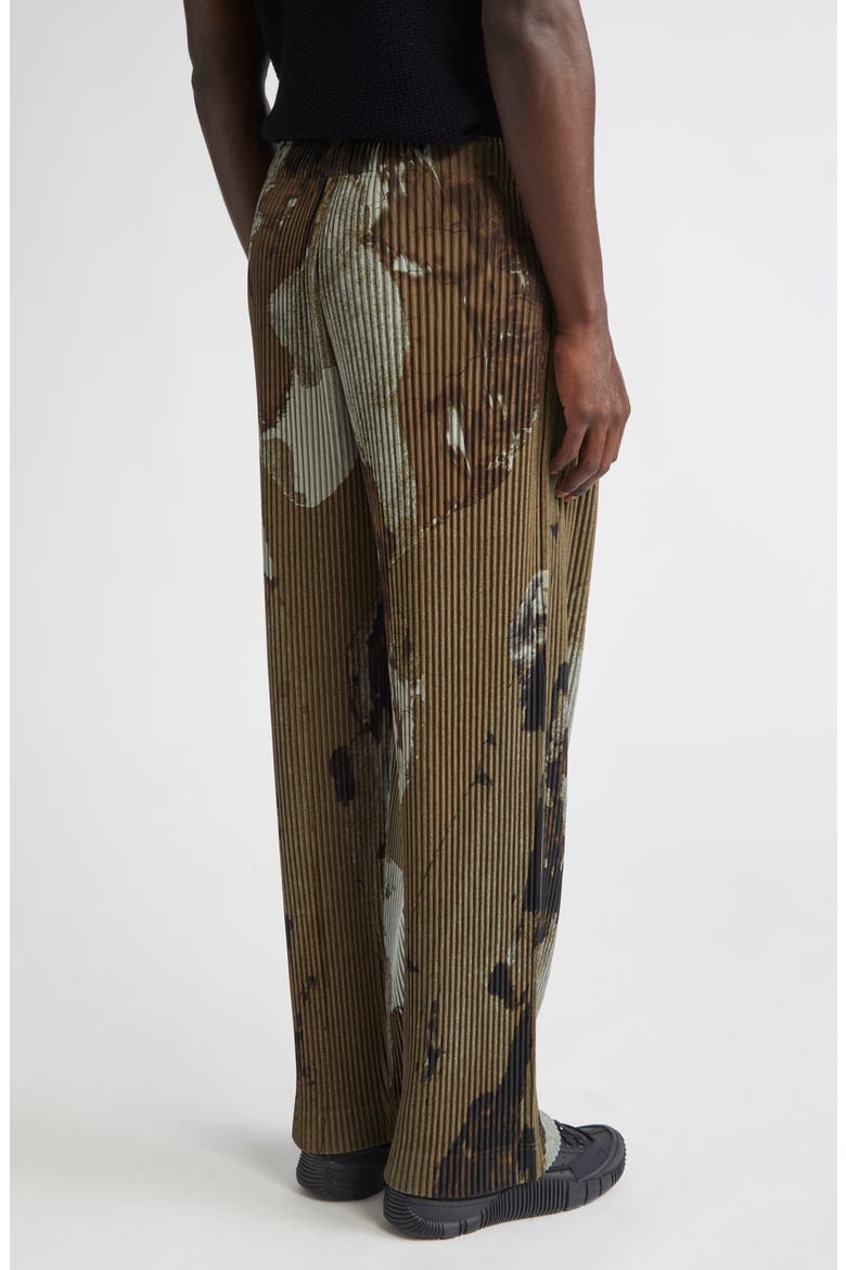 Pleated Painted Stone Print Pants, Alternate, color, BROWN
