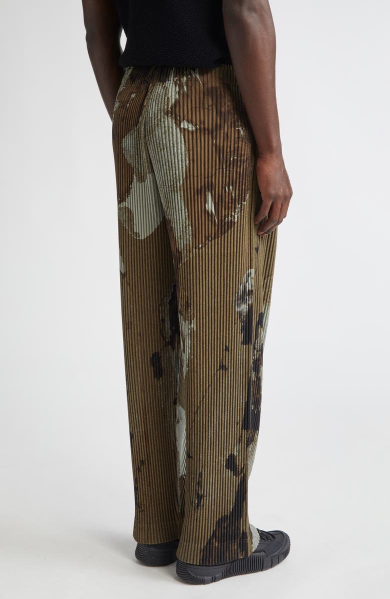 Homme Plissé Issey Miyake Pleated Painted Stone Print Pants, Alternate, color, Brown
