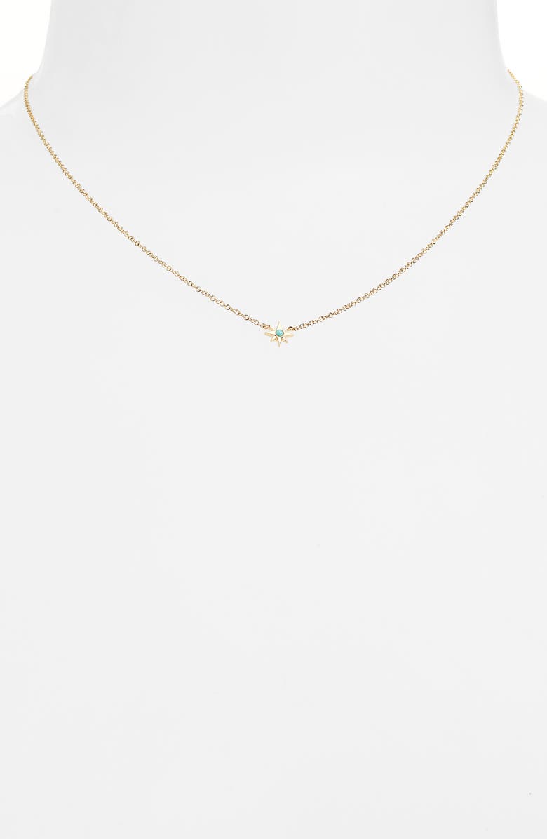 EF Collection Turquoise Starburst Necklace, Alternate, color, 14K Yellow Gold