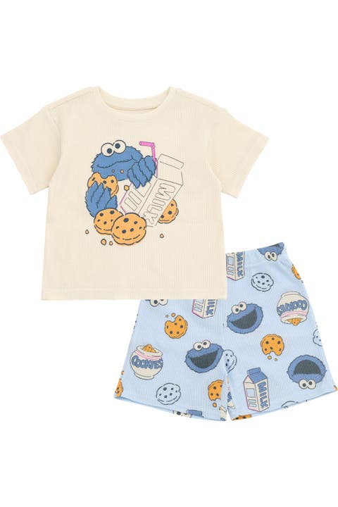 Cookie Monster Boys' T-Shirt and Waffle Shorts Set