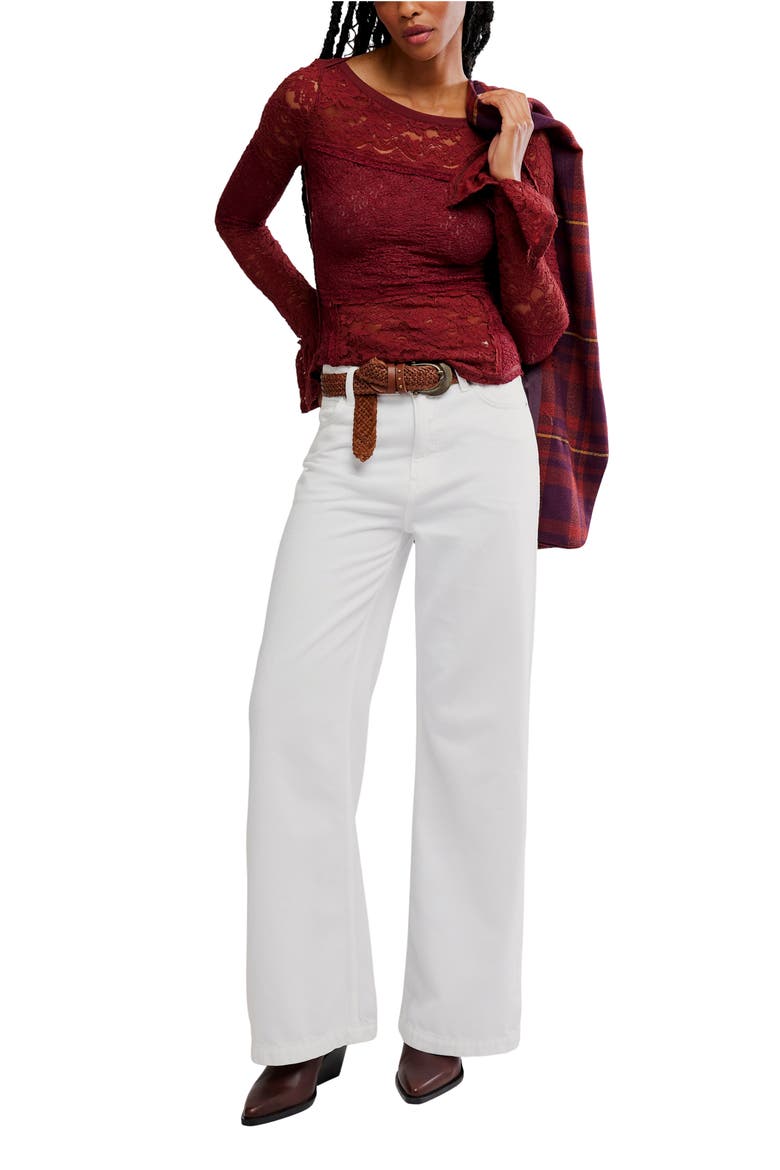 Bell Sleeve Sheer Cotton Blend Lace Top, Alternate, color, CABRENET