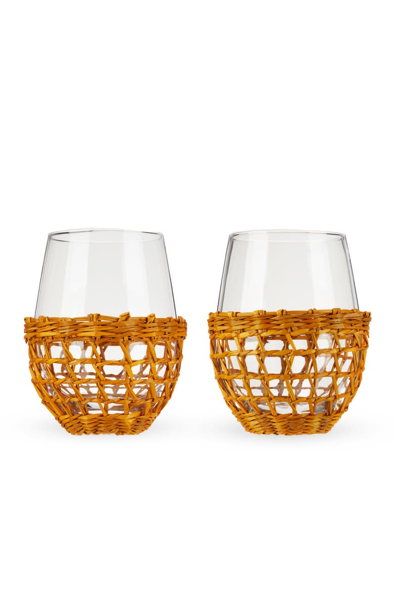 TWINE Island Stemless Wine Glasses Set of 2, Alternate, color, Beige