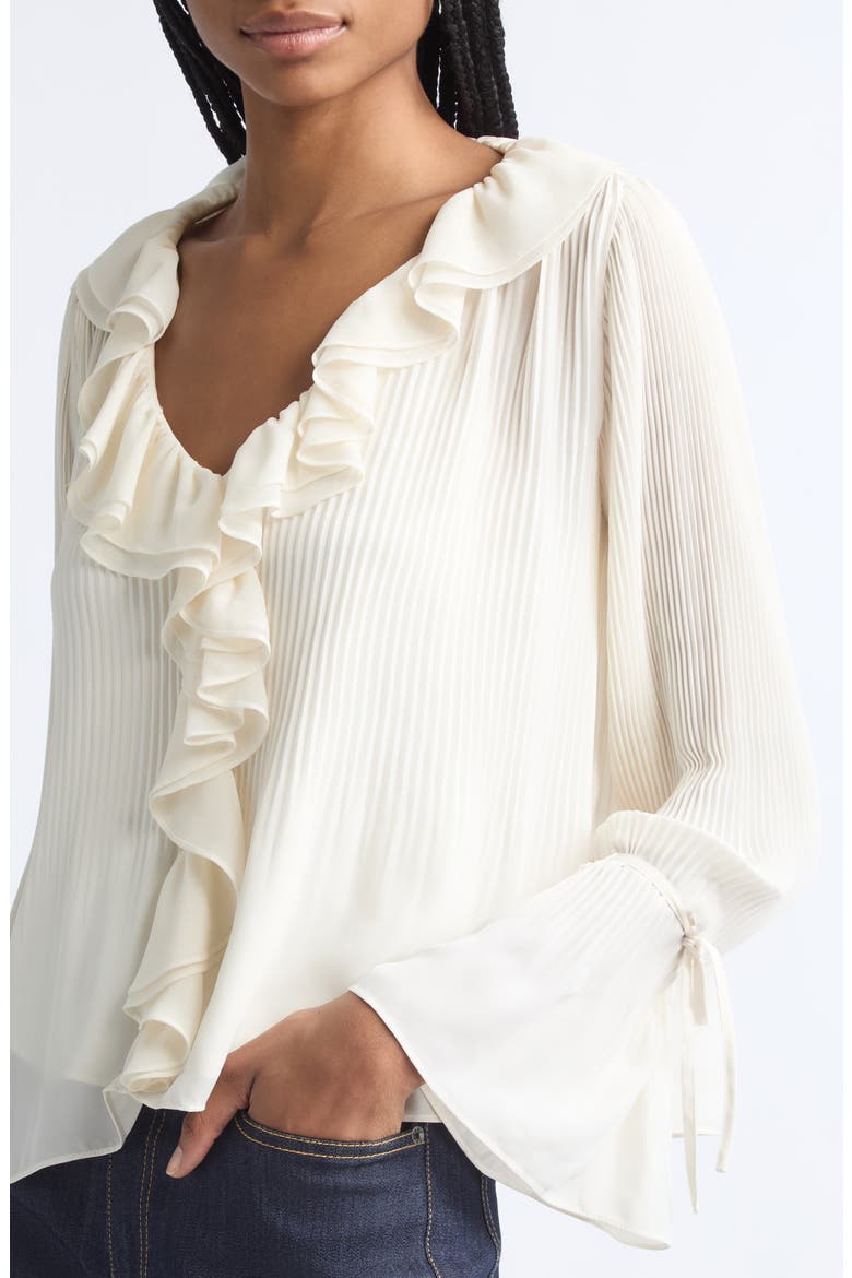 Nixen Pleated Ruffle Top, Alternate, color, IVORY