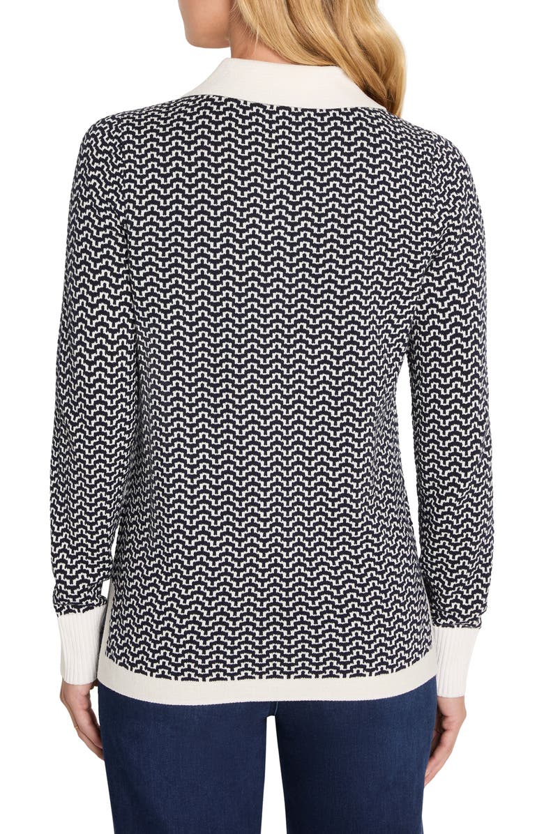 NIC+ZOE Two-Tone Jacquard Cotton Blend Sweater, Alternate, color, Indigo Multi
