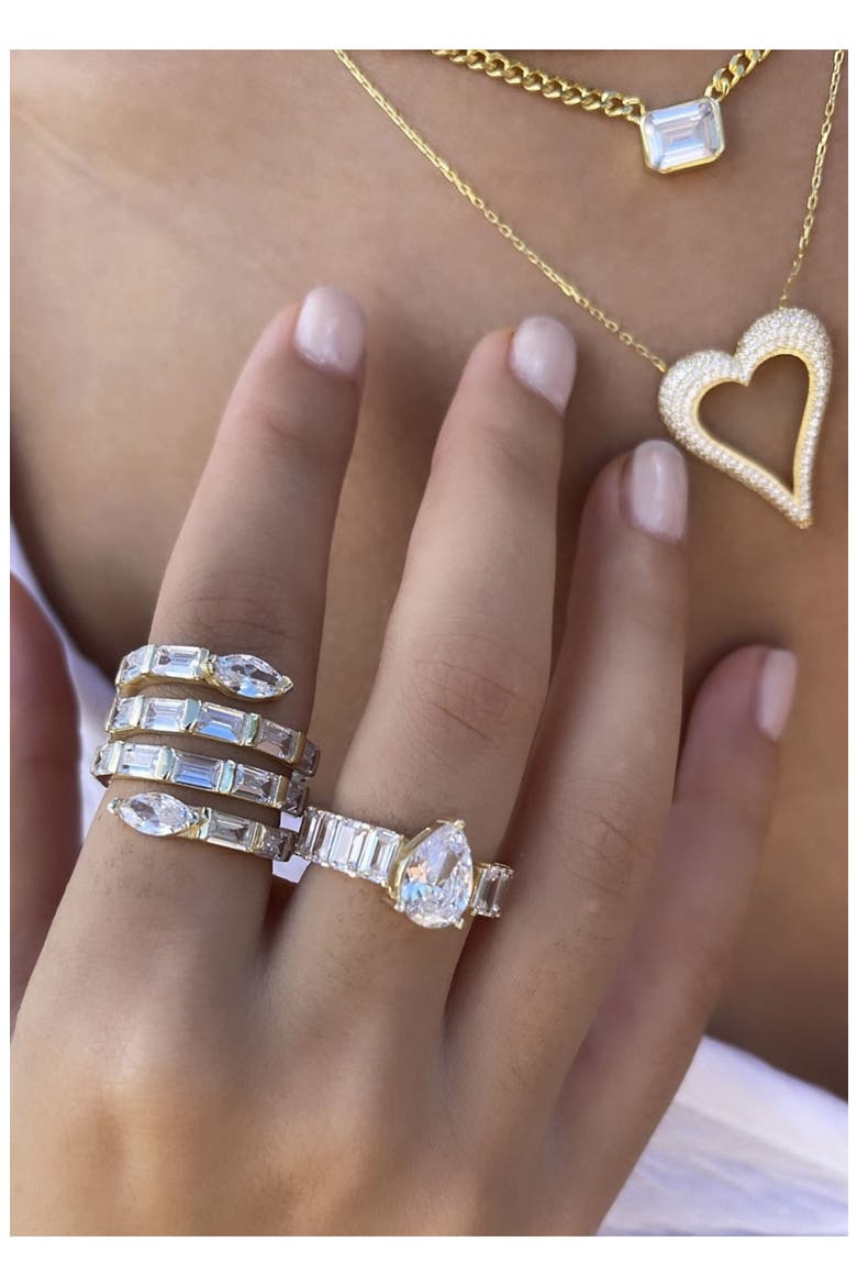 Cubic Zirconia Swirl Bypass Ring, Alternate, color, GOLD/ WHITE