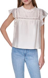 DKNY Studded Pintuck Top