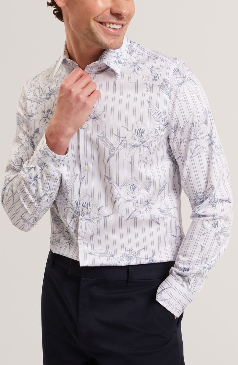 Ted Baker Cipher Long Sleeve Regular Fit Button-Up Shirt, Main, color, Light-Blue