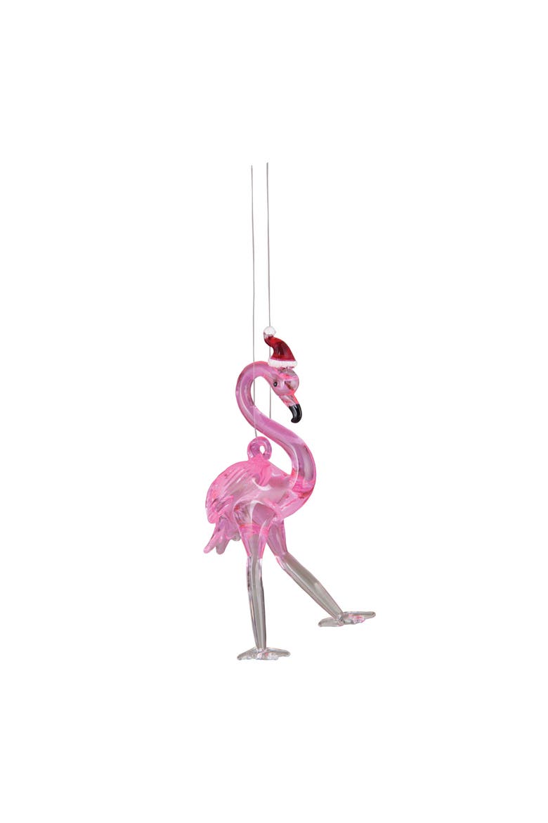 Flamingo Santa Christmas Xmas Ornament, Main, color, Pink
