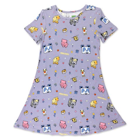 Kids' Minecraft Pixel Pals Short Sleeve Dress (Toddler, Little Kid & Big Kid)