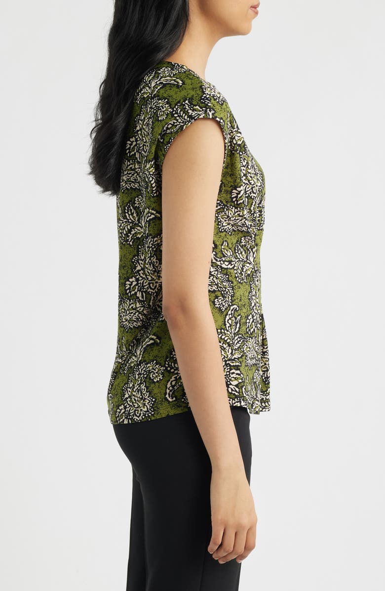 Anne Klein Print Cap Sleeve Top, Alternate, color, Bay Leaf Multi