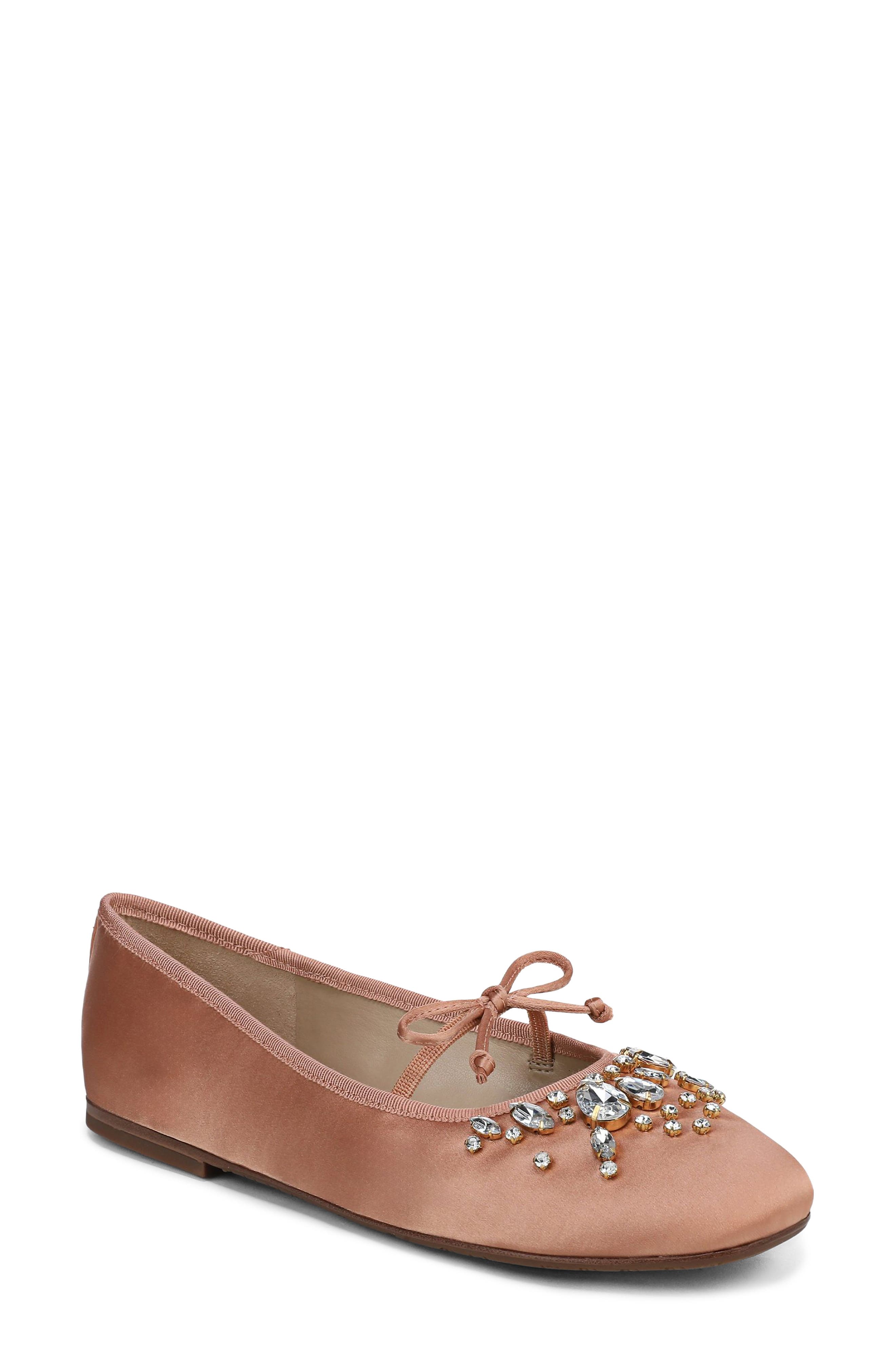 Amy Crystal Embellished Ballet Flat, Main, color, SPICED CORAL