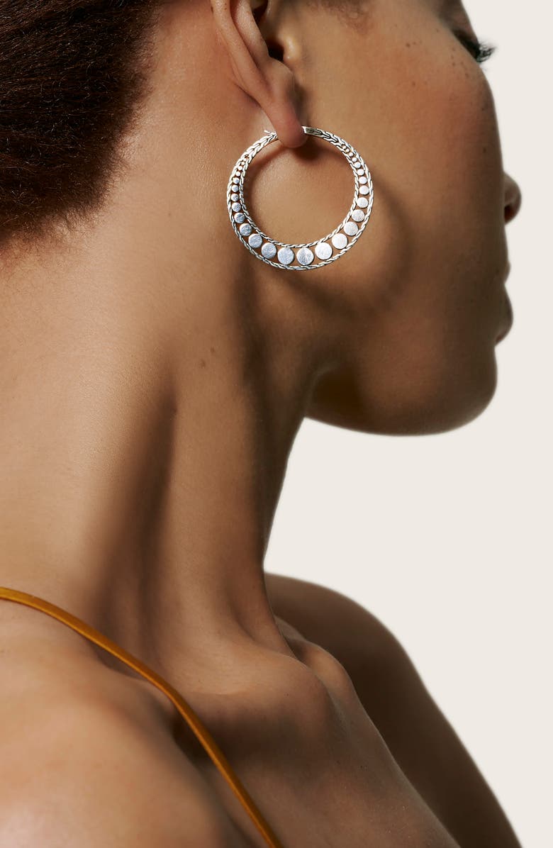 John Hardy Dot Silver Hoop Earrings, Alternate, color, Silver