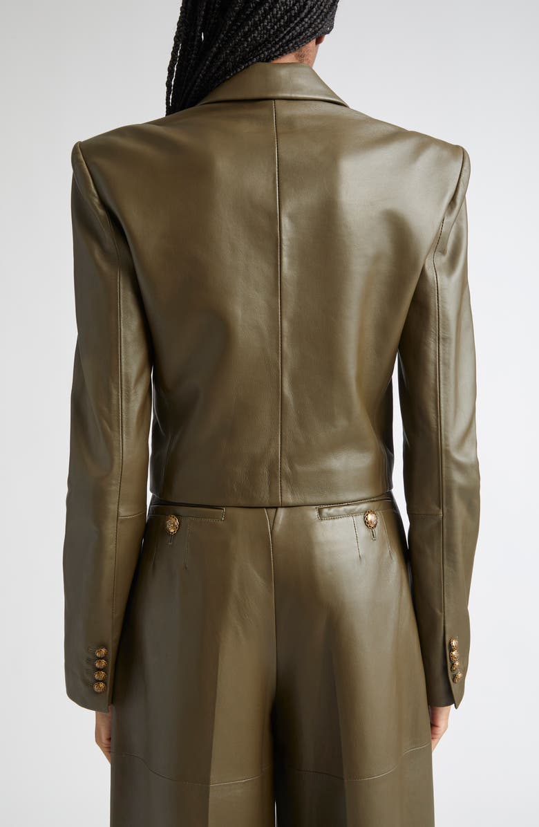 Zimmermann Hypnotic Double Breasted Leather Blazer, Alternate, color, Olive