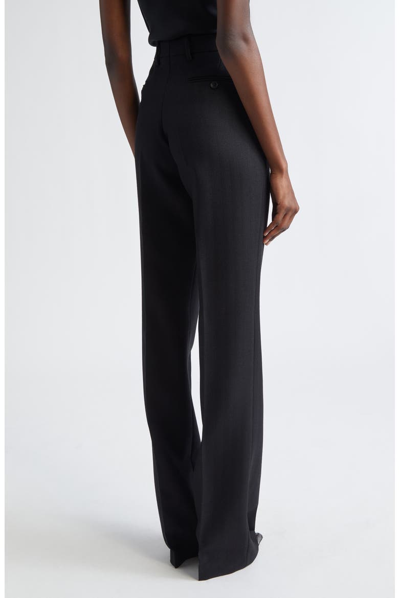 Sharp Herringbone Tailored Straight Leg Virgin Wool Trousers, Alternate, color, LB999 BLACK