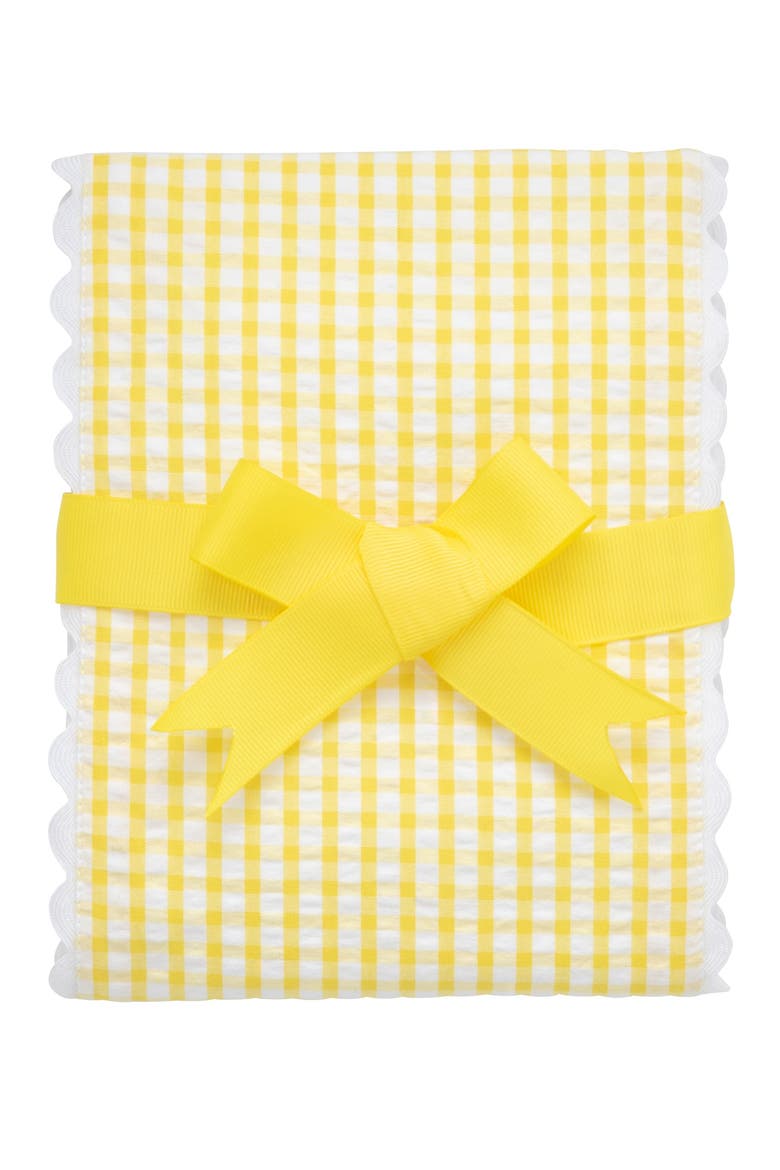 Big Check Fancy Fabric Burp Cloth, Main, color, Yellow/White Trim