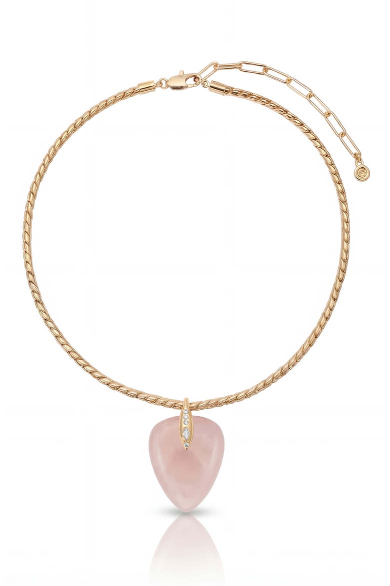 Solstice Pendant Choker Necklace, Alternate, color, ROSE QUARTZ