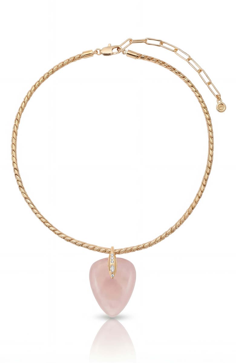 Ettika Solstice Pendant Choker Necklace, Alternate, color, Rose Quartz