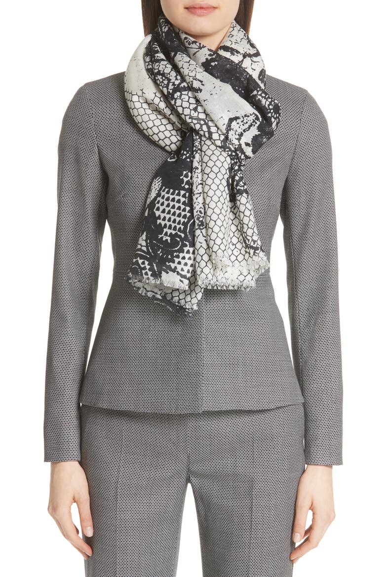 Zeo Wool & Silk Scarf, Alternate, color, BLACK