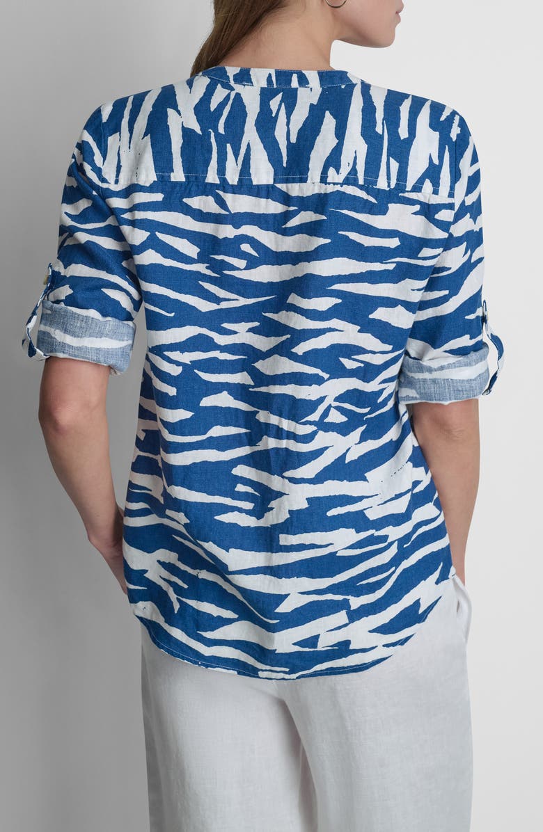 DKNY Print Linen Shirt, Alternate, color, Tidal Break