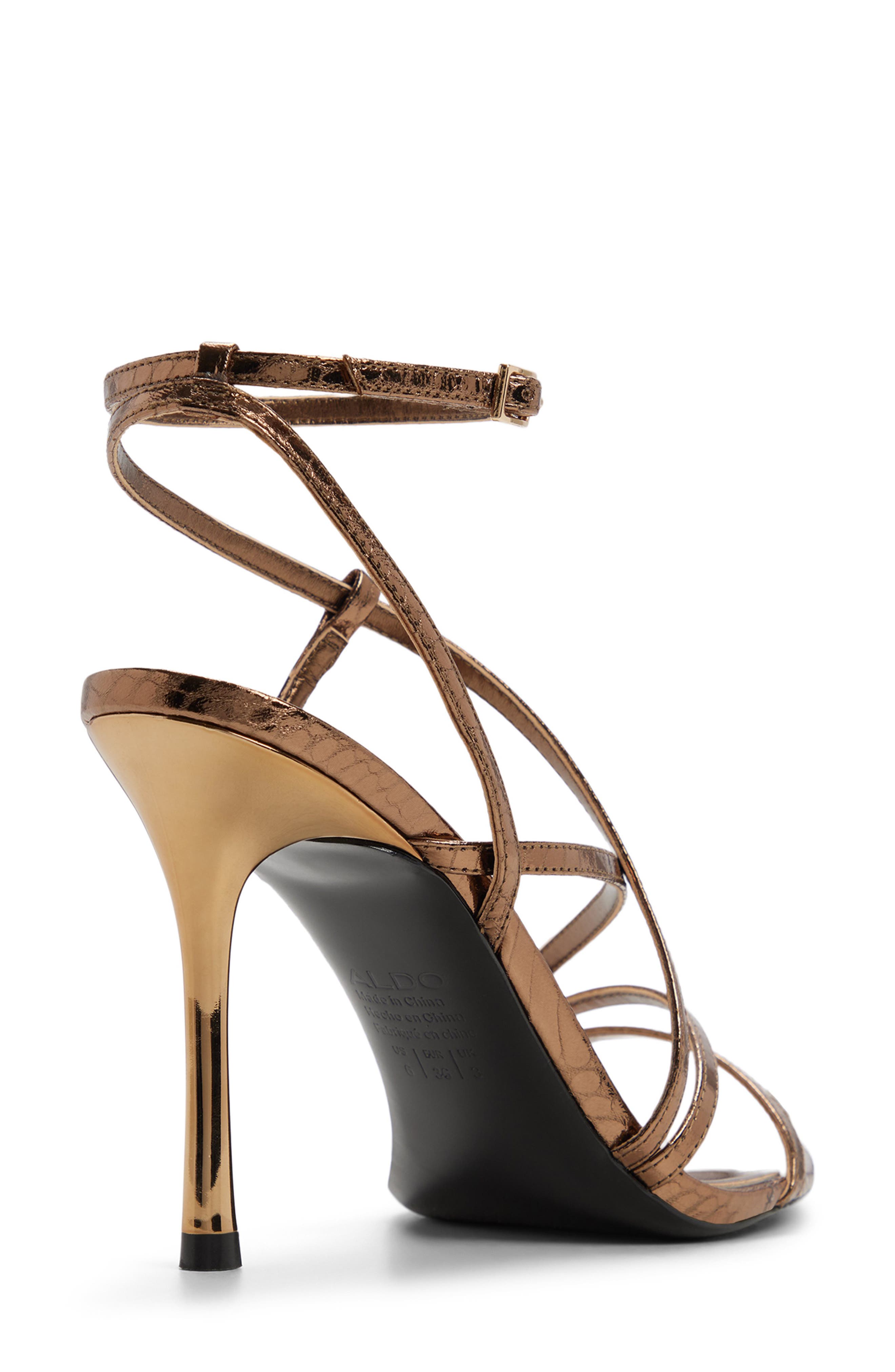Lissandra Ankle Strap Pointed Toe Sandal, Alternate, color, BRONZE