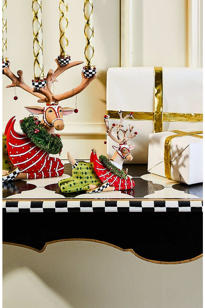 Patience Brewster Dash Away Sitting Reindeer Christmas Ornament, Alternate, color, GREEN