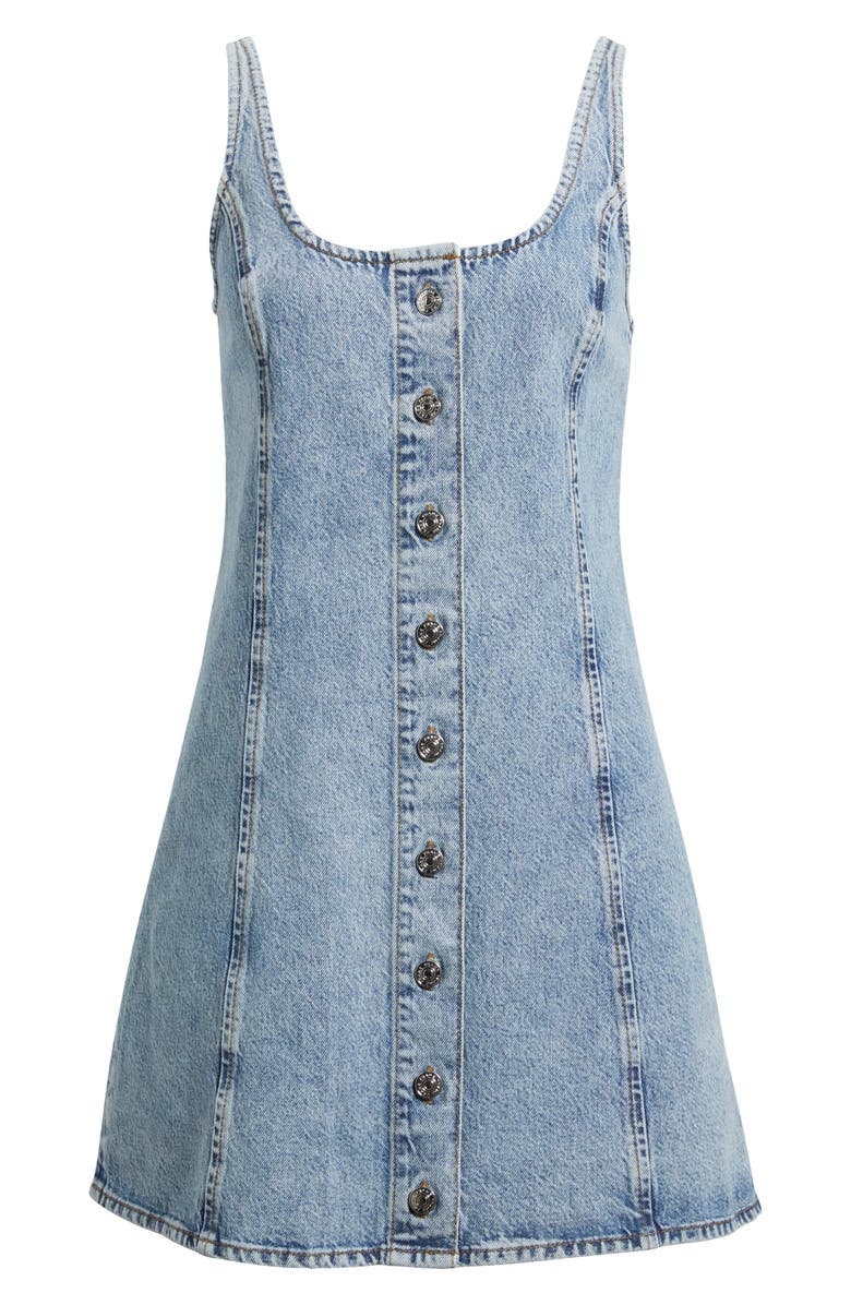 FRAME The Studded A-Line Denim Minidress, Alternate, color, Mingle