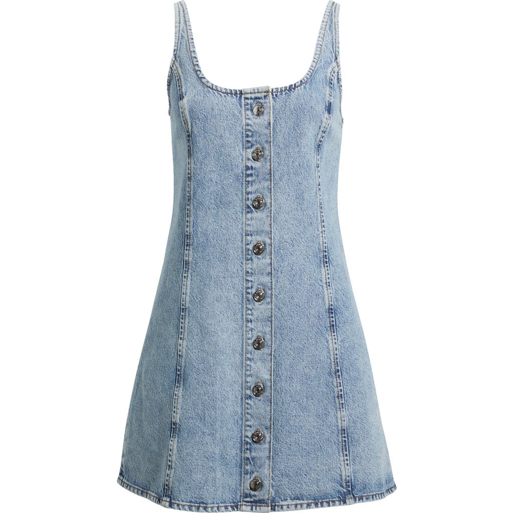 Frame The Studded A-line Denim Minidress In Mingle