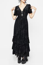 Disturbia Lilias Devoré Tiered Maxi Dress