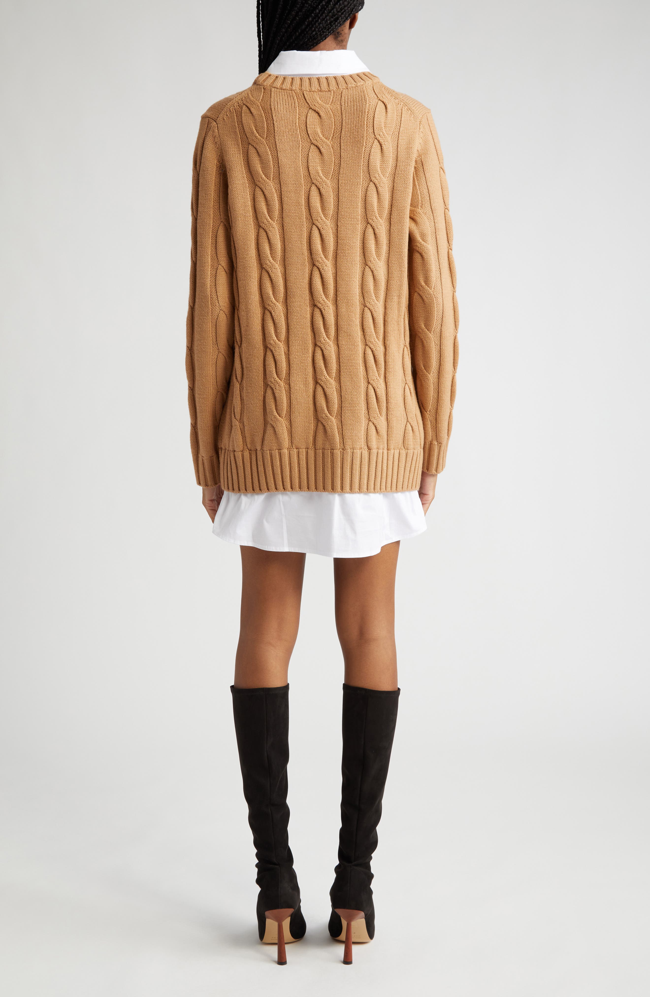 Aldrin Mixed Media Long Sleeve Sweater Dress - image 2