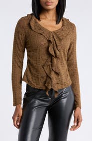 7 For All Mankind Ruffle V-Neck Sweater