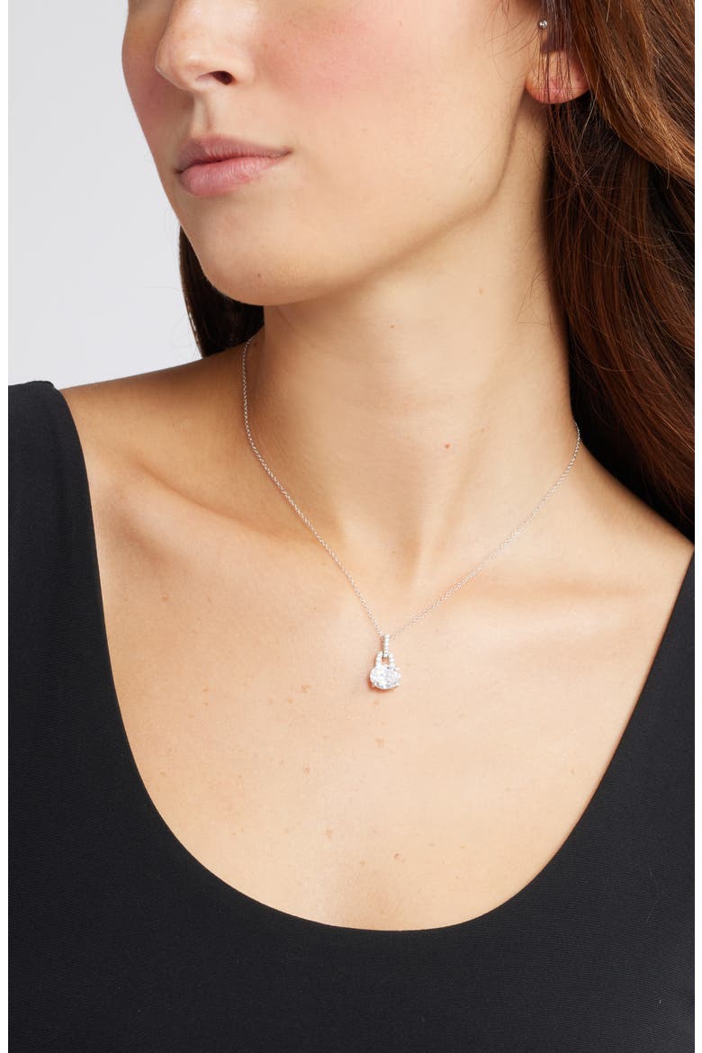 Delicate Cubic Zirconia Pendant Necklace, Alternate, color, PLATINUM PLATED