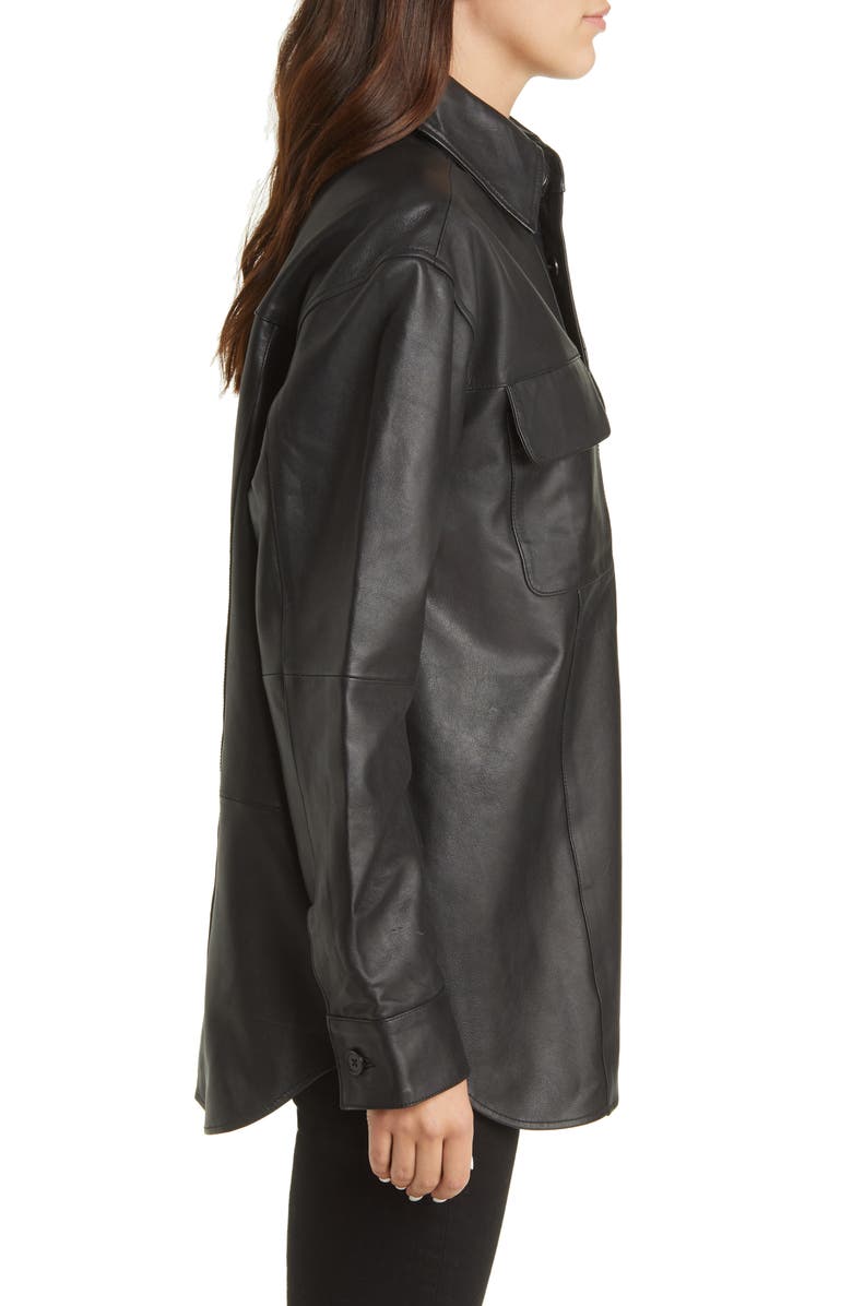 Deadwood Shoreline Recycled Lambskin Leather Shirt Jacket, Alternate, color, 