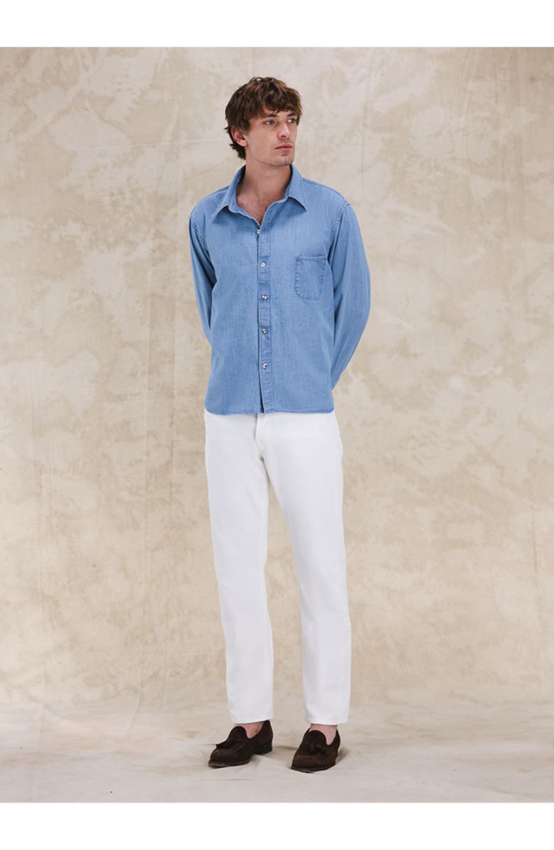 Fortela Liam Cotton Chest Pocket Shirt Stondato, Alternate, color, Light Blue