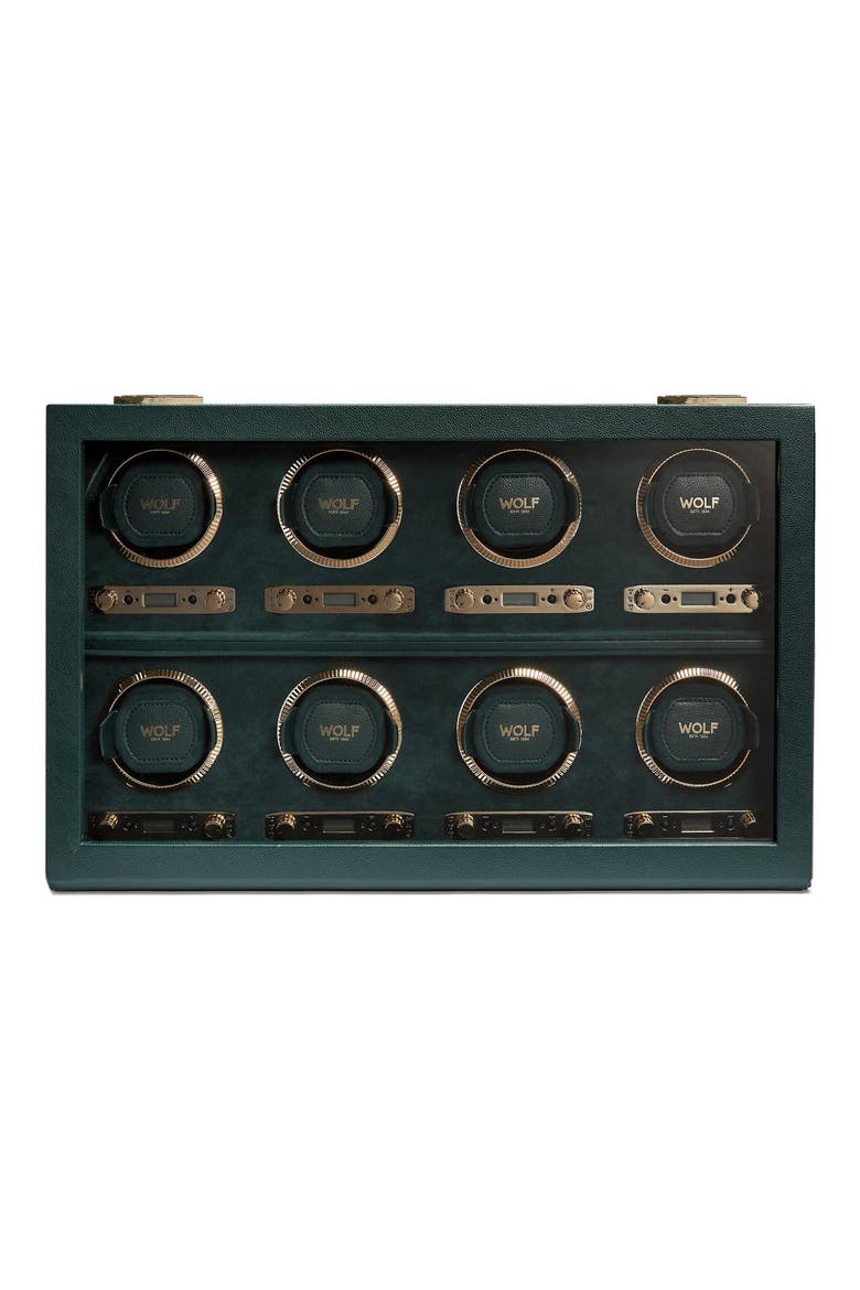 British Racing 8 Piece Watch Winder, Main, color, GREEN