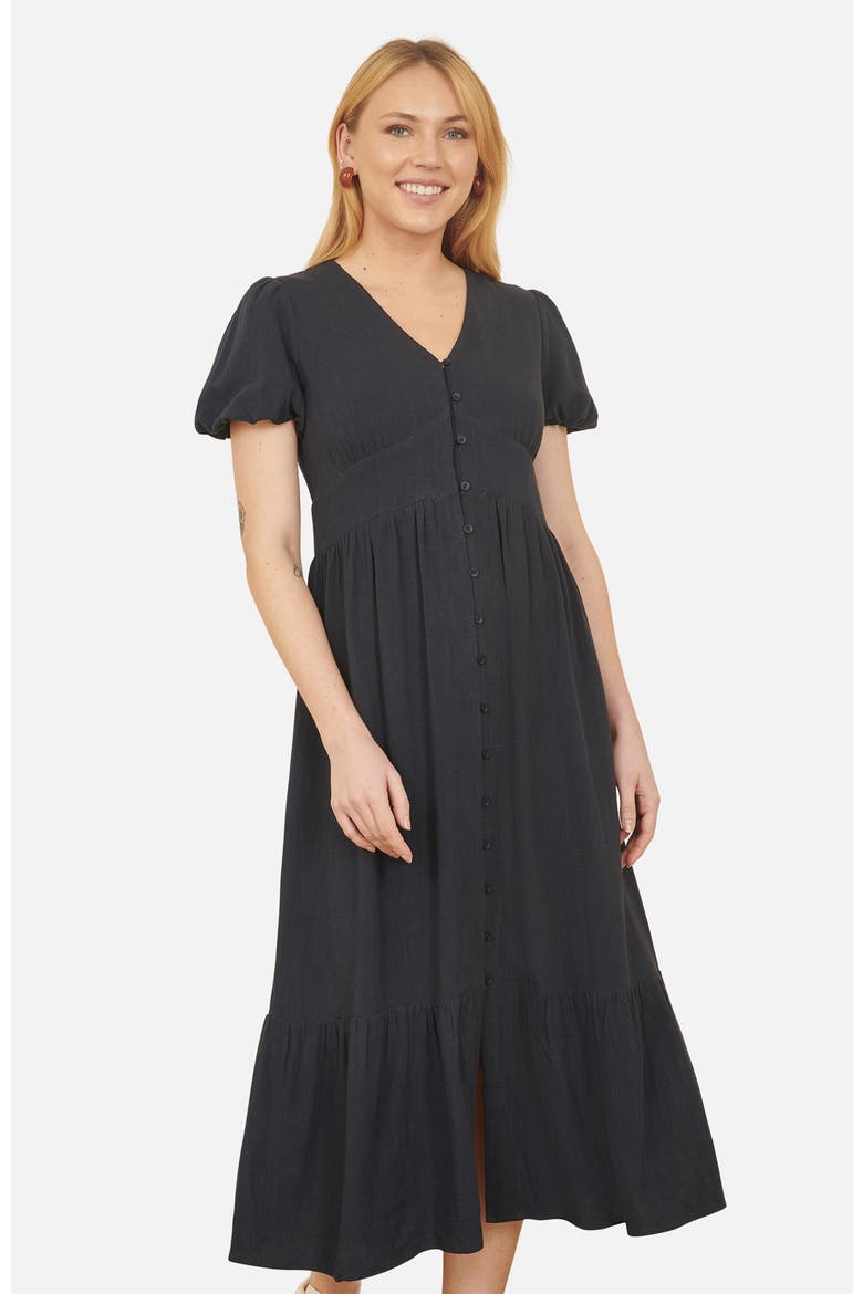 Button Through Midi Dress, Alternate, color, Navy