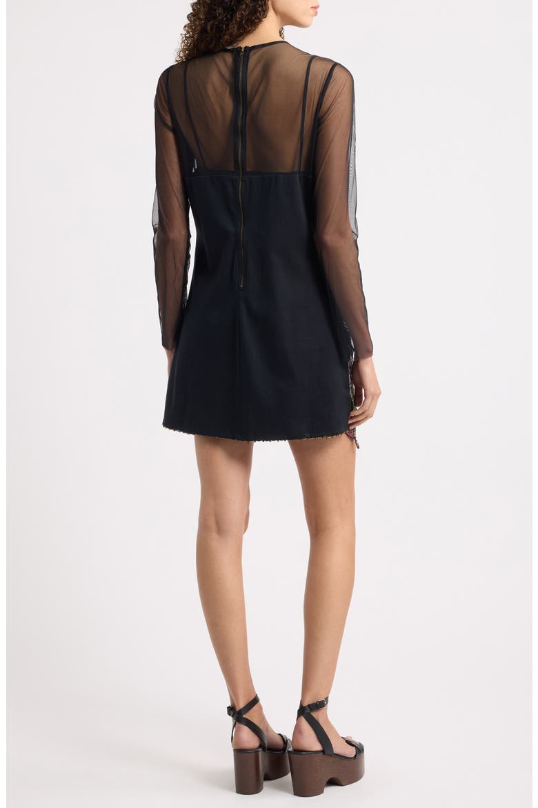Full Bird Long Sleeve Minidress, Alternate, color, BLACK