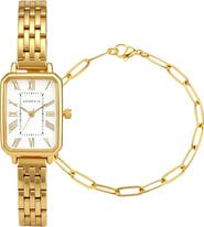 Adornia Prague Watch and Paperclip Bracelet Set