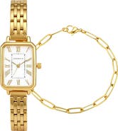 Adornia Prague Watch and Paperclip Bracelet Set