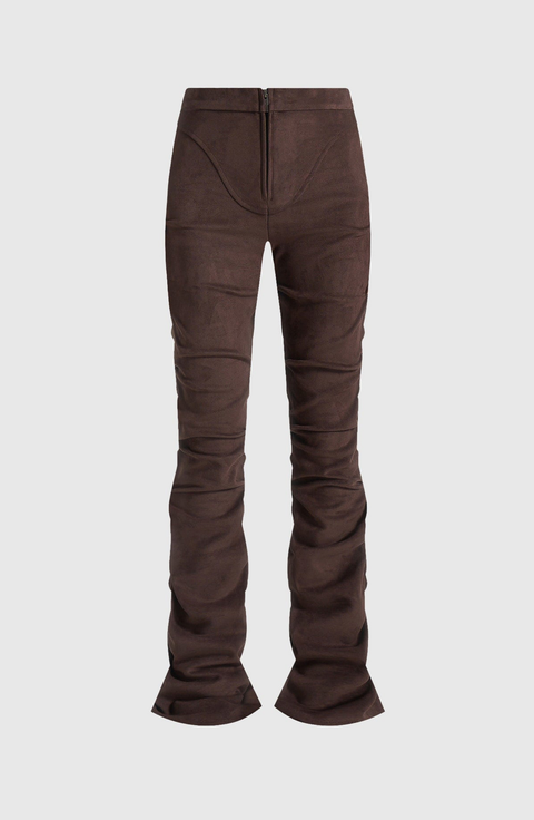 Caroline Tacked Suede Flared Trousers