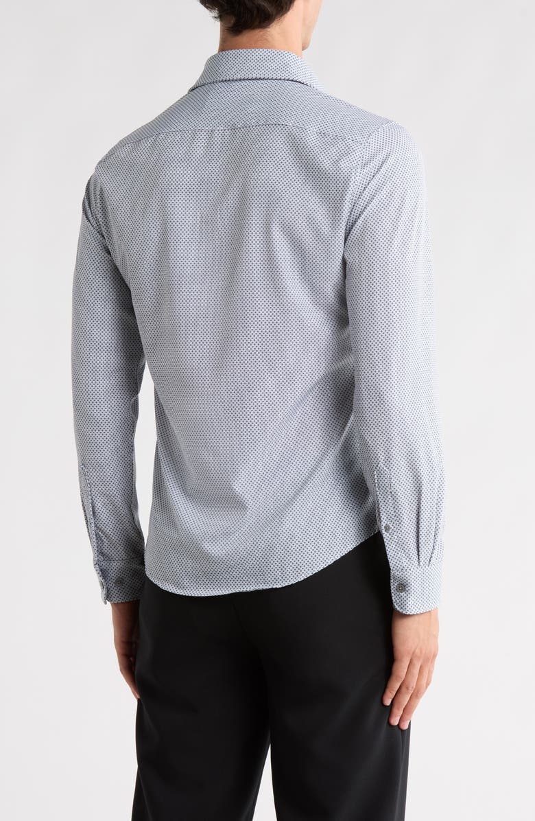 DENIM AND FLOWER Geometric Print Performance Button-Up Shirt, Alternate, color, White