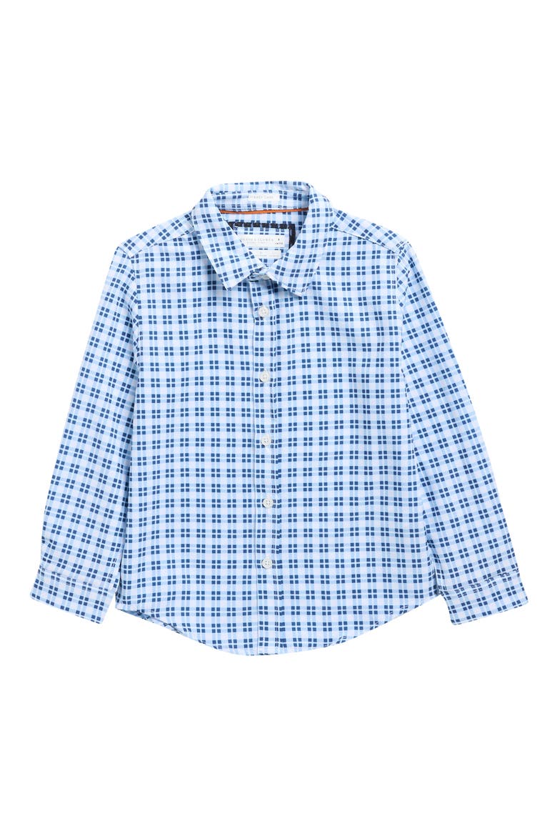 Kids' Plaid Long Sleeve Button-Up Shirt, Main, color, WHITE