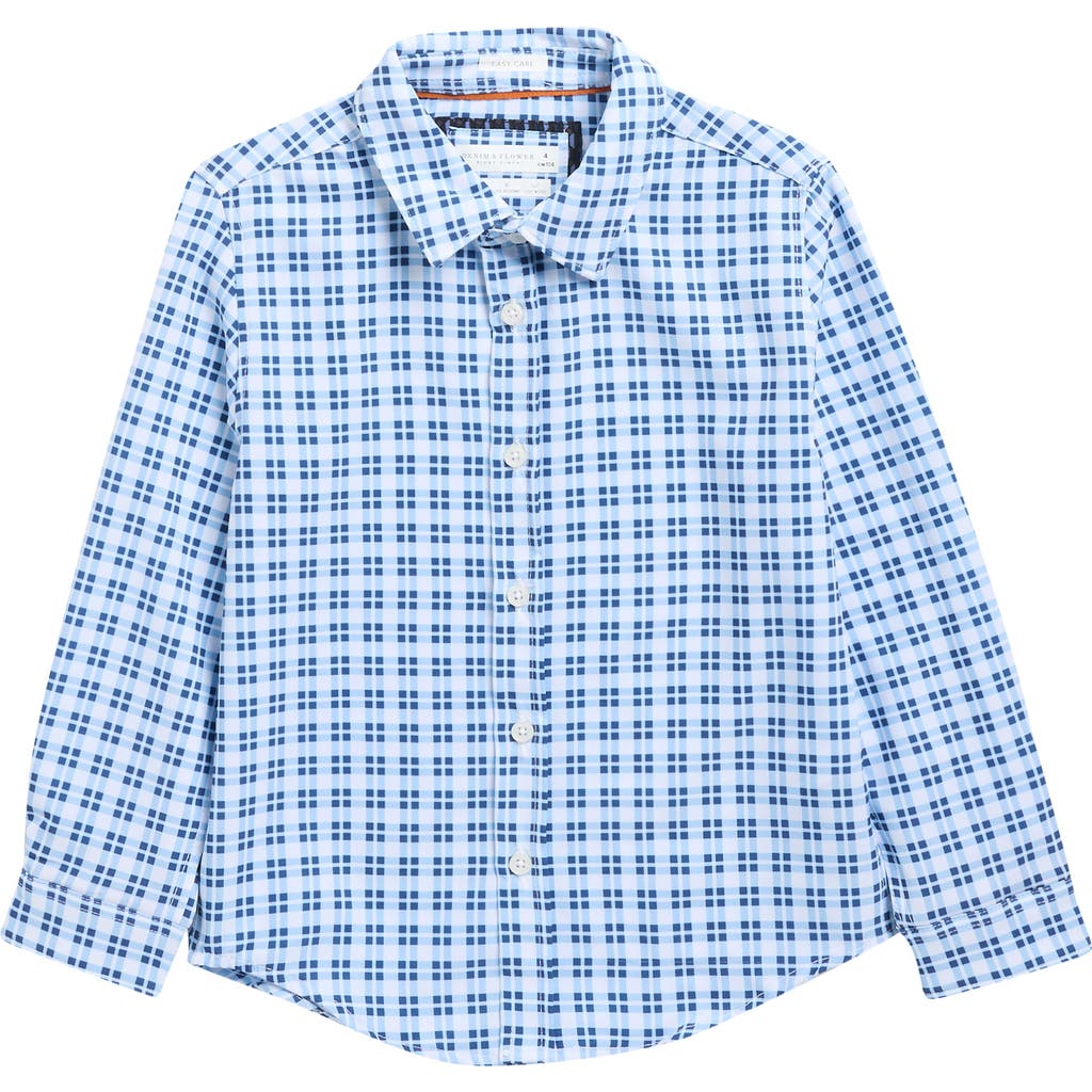 Denim And Flower Kids' Plaid Long Sleeve Button-up Shirt In White