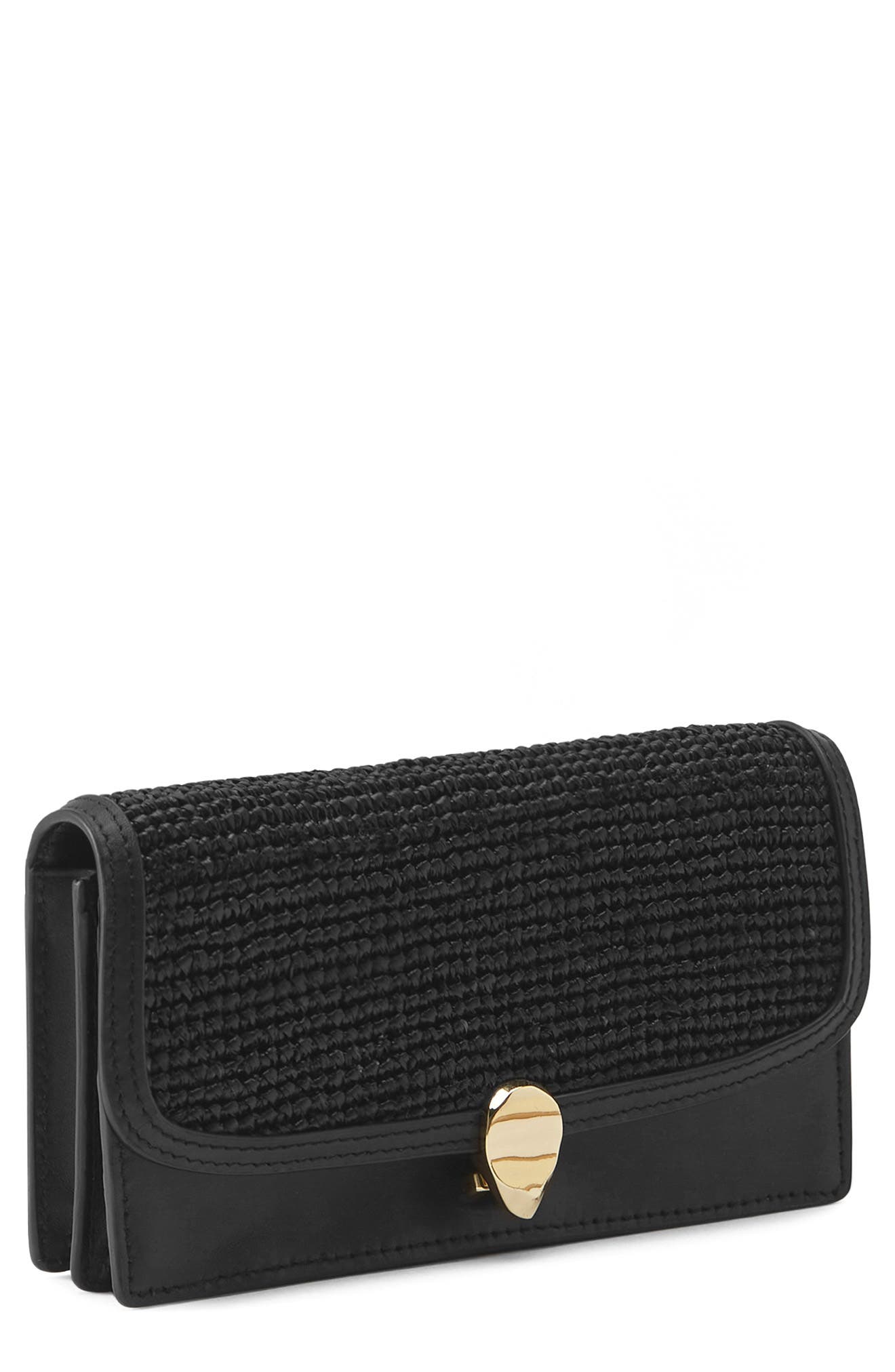 Helen Kaminski Adelia Raffia Trim Leather Wallet